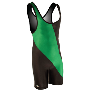 Matman Chest Sweep Singlet in Black & Kelly Green