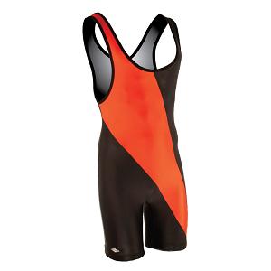 Matman Chest Sweep Singlet in Black & Orange