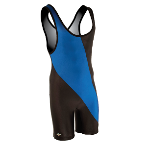 Matman Chest Sweep Singlet in Black & Royal Blue